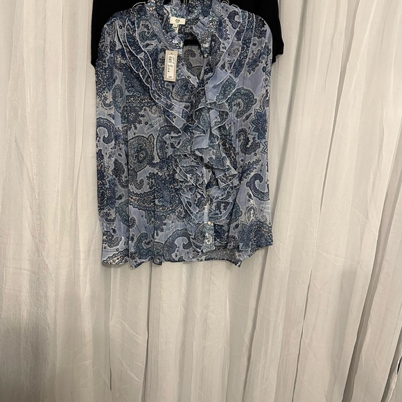 River Island Tops - River Island Blue Paisley Ruffle Blouse